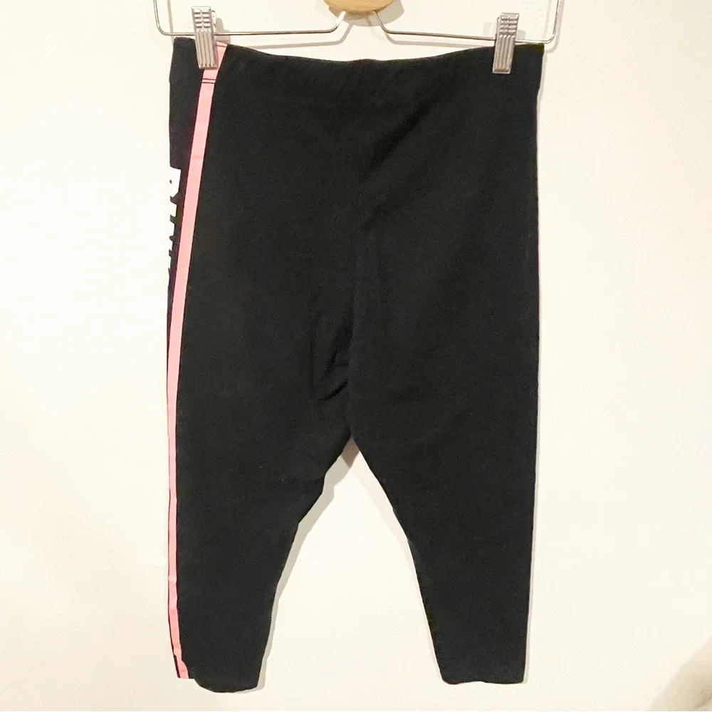 Victorias Secret Pink Size Large‎ Black Spellout Cropped Leggings Athletic